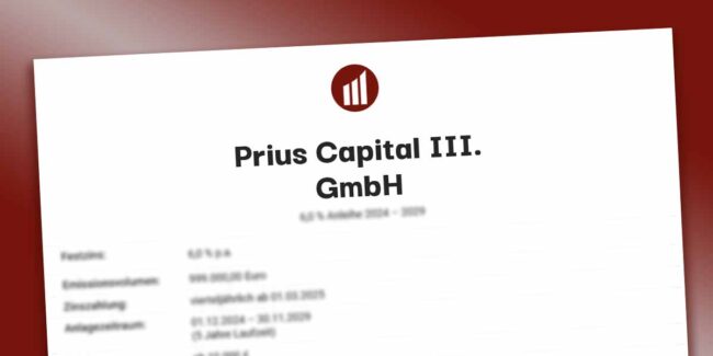 Prius Capital III – Anleihe mit attraktiver Verzinsung